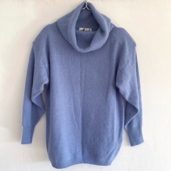 EFFECI Creazioni Angora & wool Oversized high turtle neck blue Sweater Small - Picture 9 of 9
